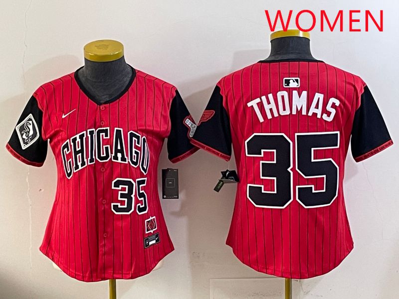 Women 2025 Chicago White Sox #35 Thomas Red Joint Name Nike MLB Jersey style 7->women mlb jersey->Women Jersey